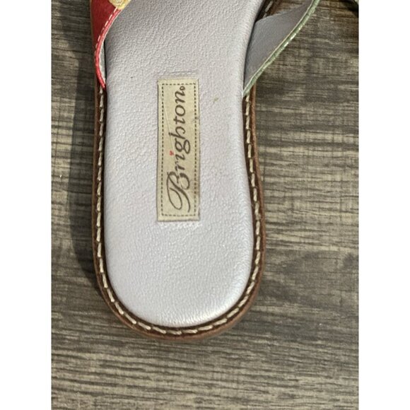 Brighton Orla Sandals Thong 7.5 Patchwork Leather Multicolor Heart With Box* - Picture 4 of 10